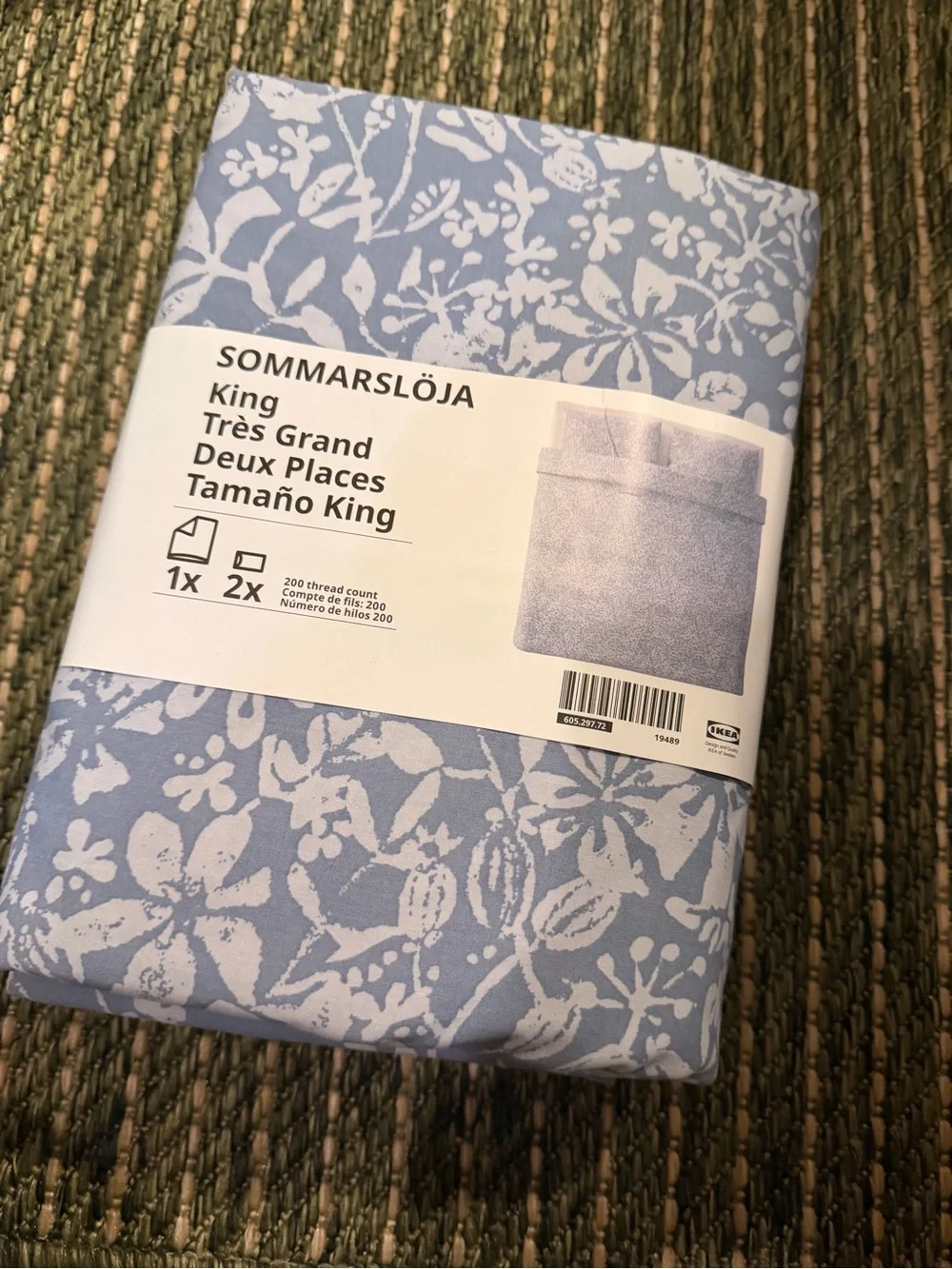 NWT Rare Discontinued IKEA SOMMARSLÖJA Blue & White Floral King Duvet Cover Set